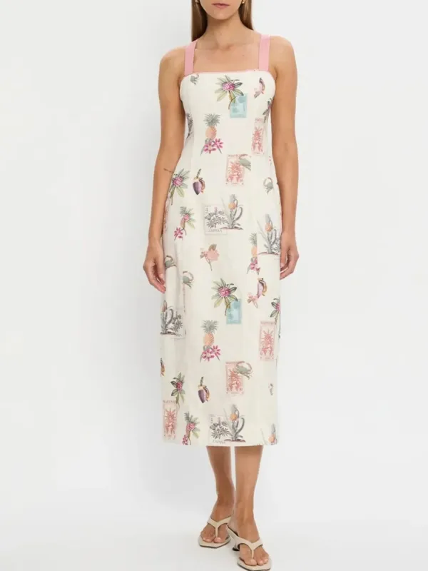 Printed Square Neck Midi Cami Dress sold by Gigi Laurent