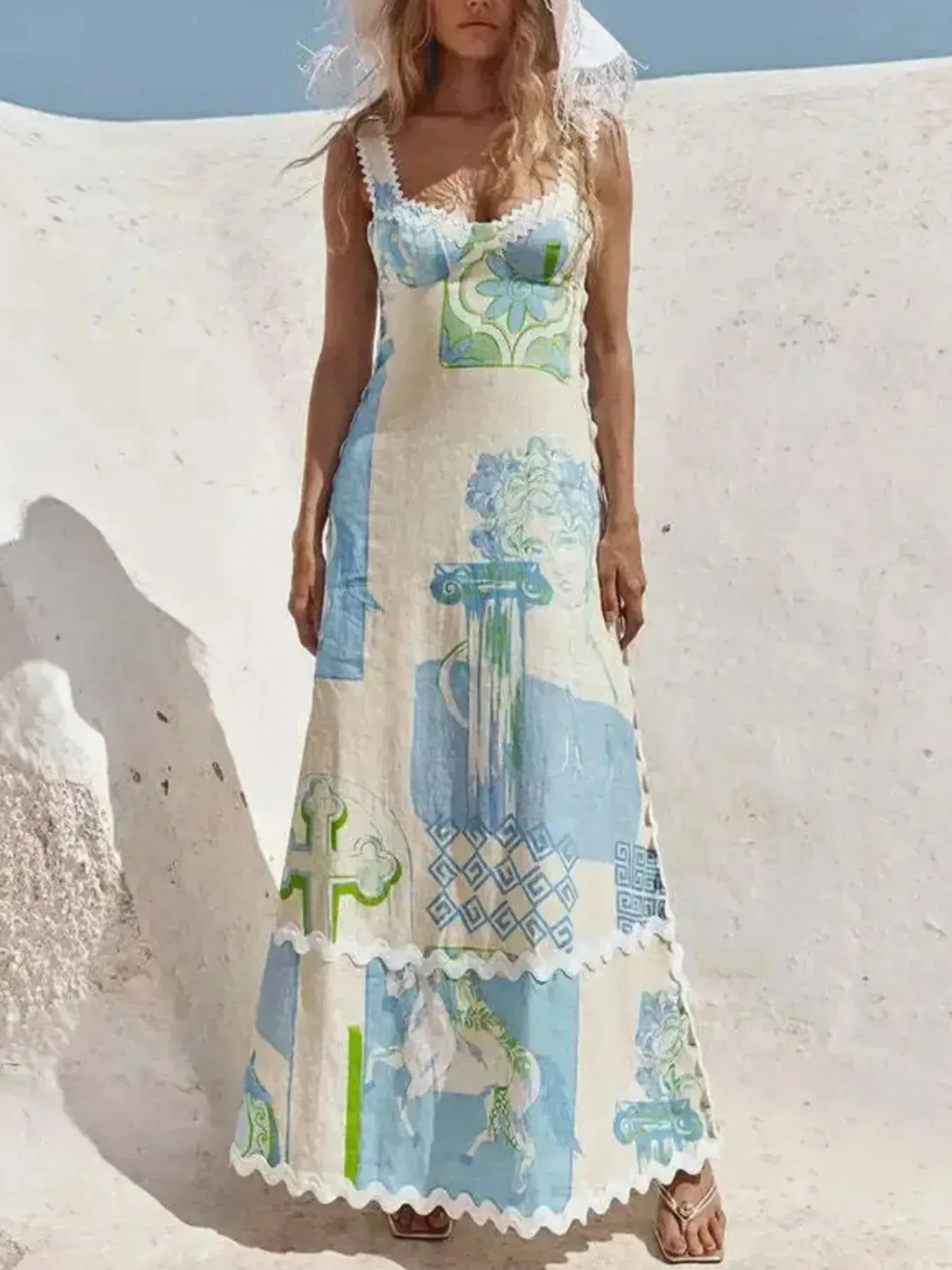 Tied Back Printed Maxi Dress sold by Gigi Laurent