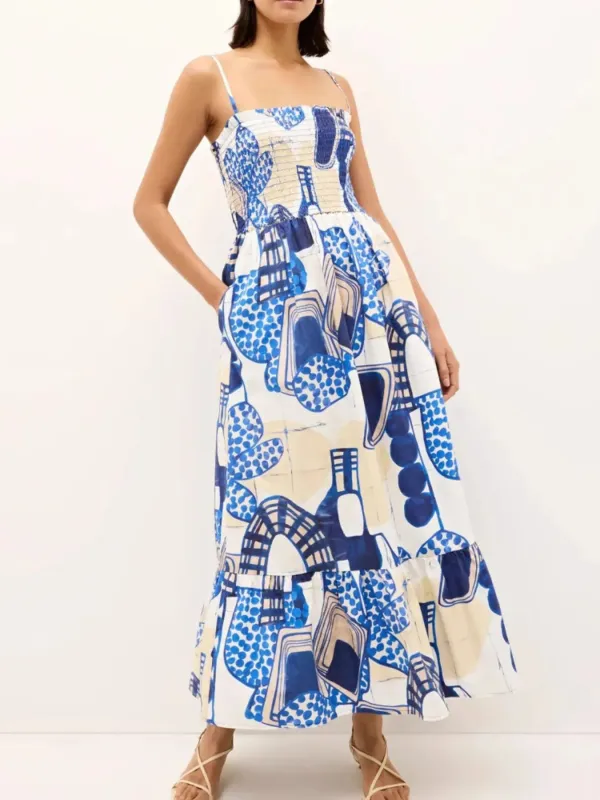 Printed Square Neck Cami Midi Dress sold by Gigi Laurent