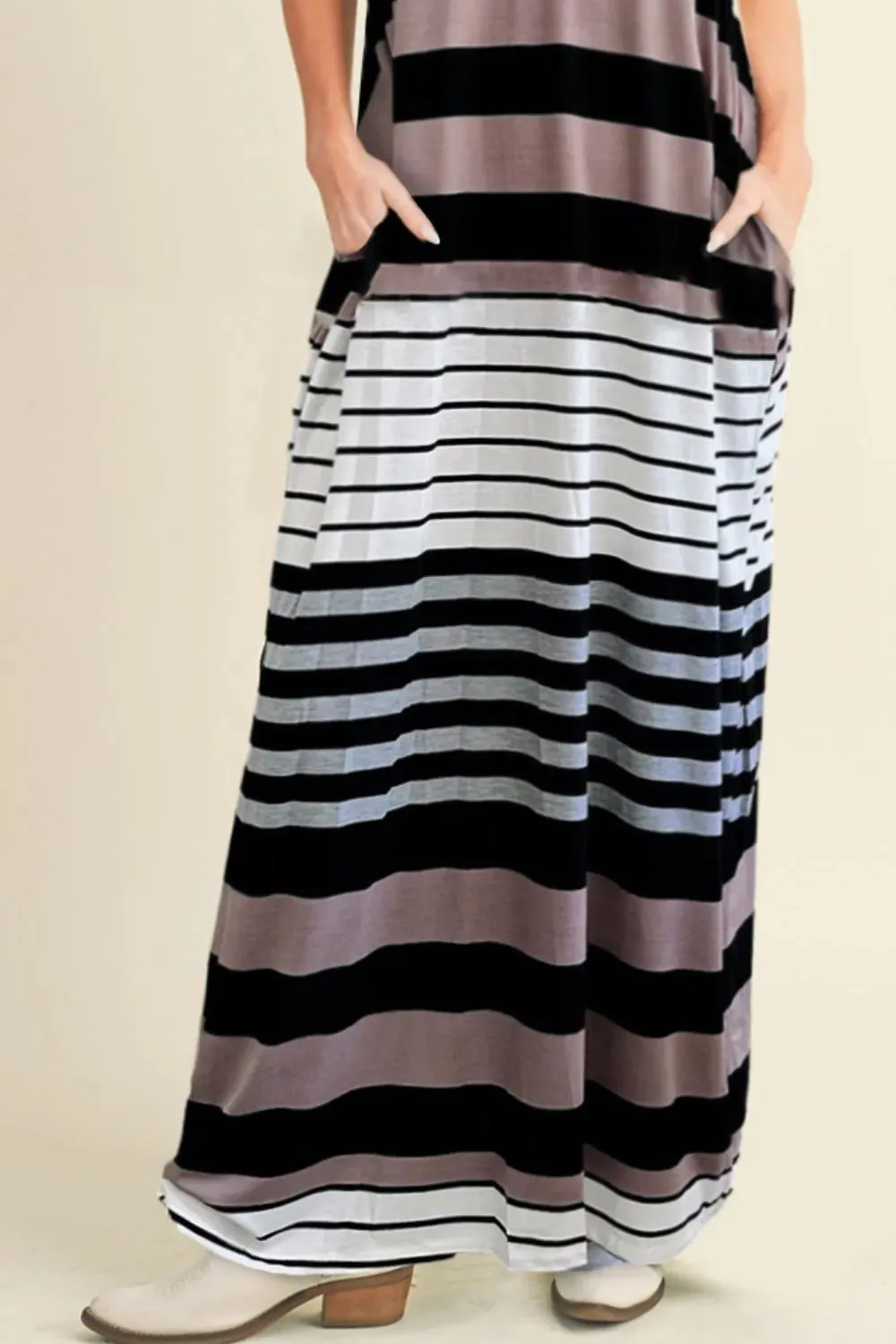 Pocketed Striped V-Neck Sleeveless Cami Dress sold by Gigi Laurent product image thumbnail 3