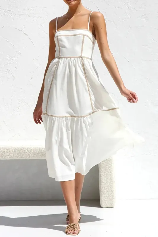 Contrast Trim Square Neck Midi Cami Dress sold by Gigi Laurent