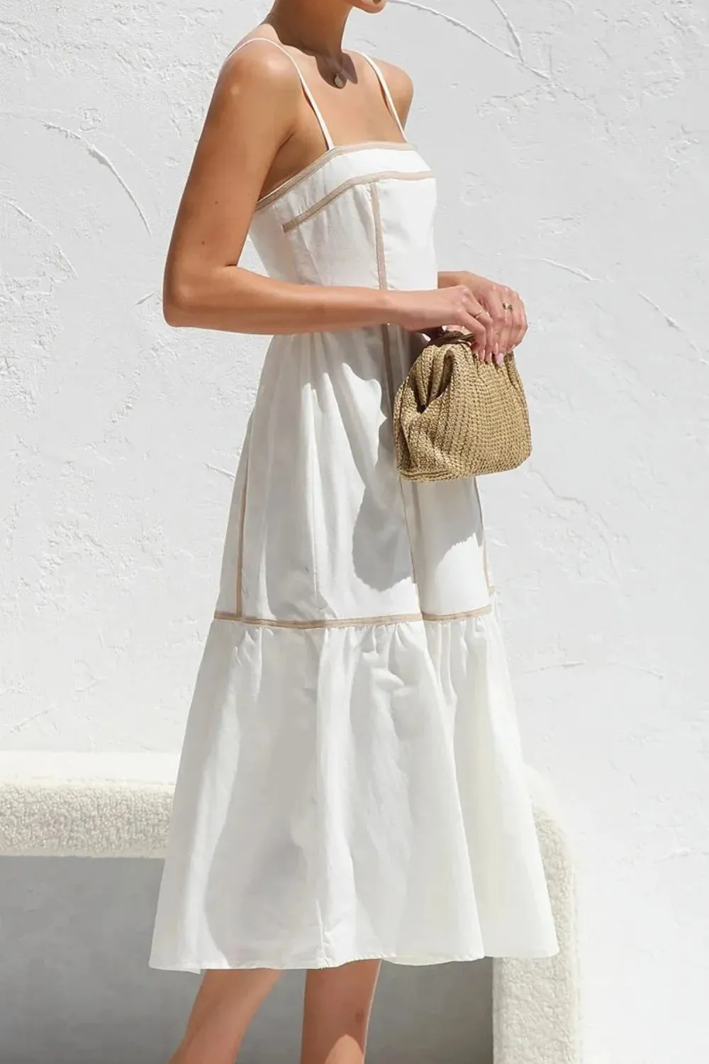 Contrast Trim Square Neck Midi Cami Dress sold by Gigi Laurent product image thumbnail 4