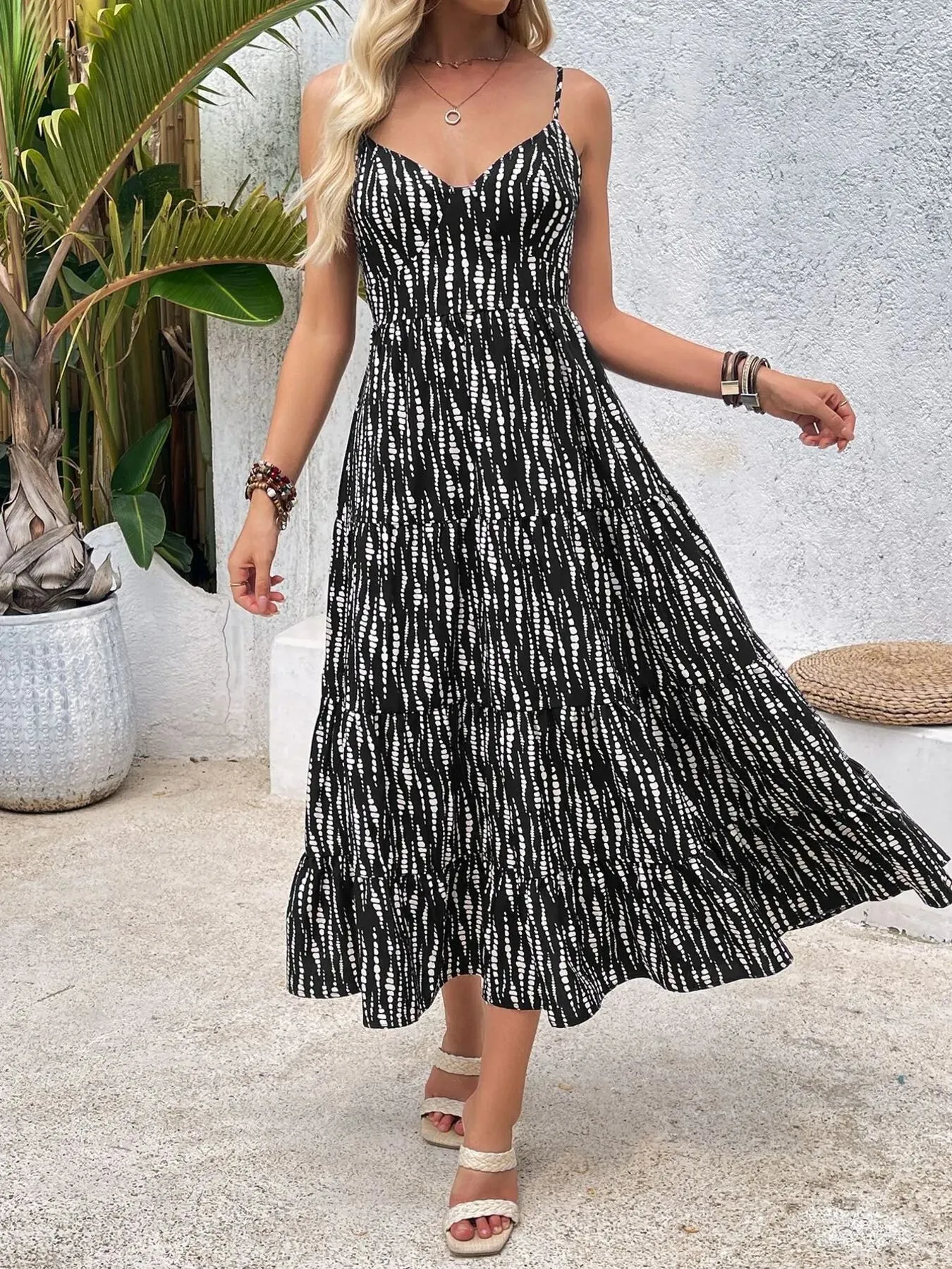 Tie Back Tiered Midi Cami Dress sold by Gigi Laurent