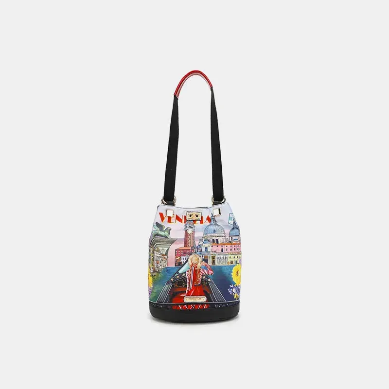 Nicole Lee USA Nylon Multifunctional Bucket Backpack made by Gigi Laurent