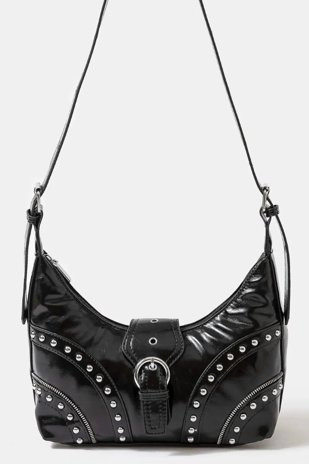 Fame Faux Leather Studded Trim Shoulder Bag sold by Gigi Laurent