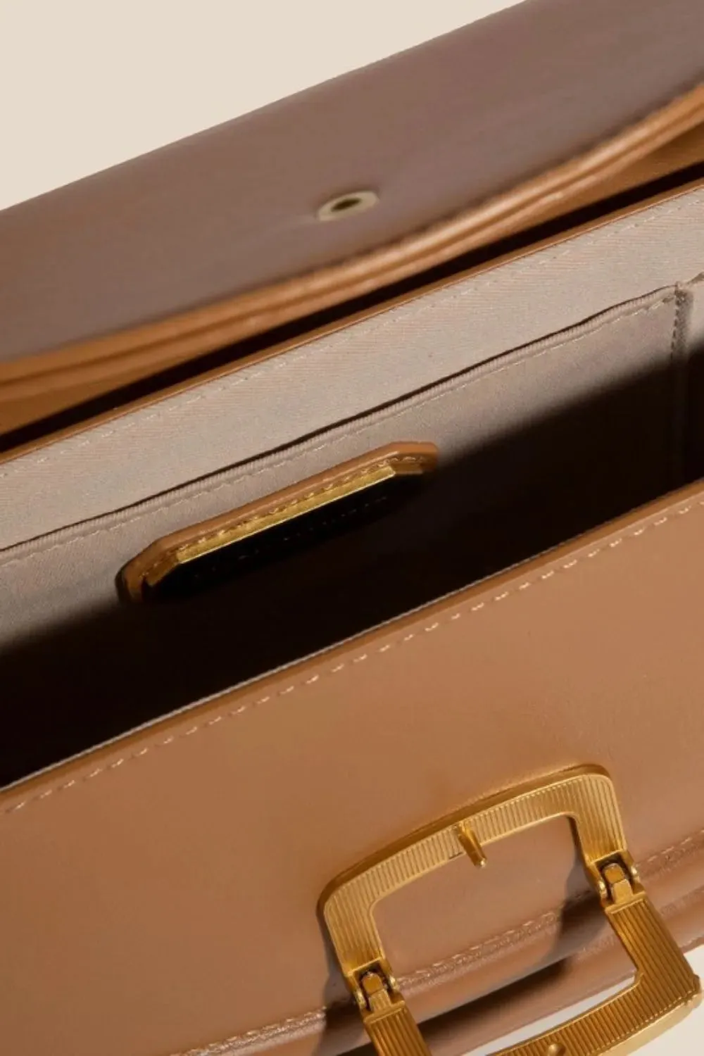 Fame Buckle Closure Crescent Faux Leather Crossbody Bag sold by Gigi Laurent product image thumbnail 3