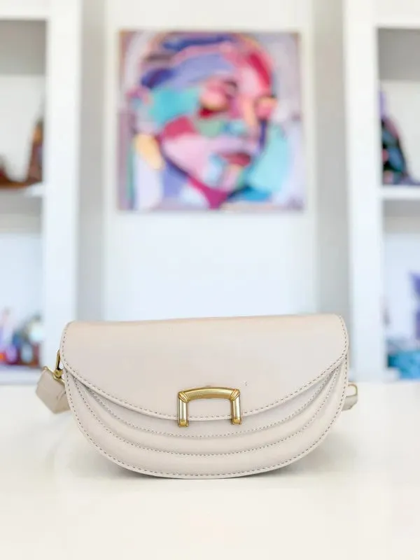 Fame Buckle Closure Crescent Faux Leather Crossbody Bag sold by Gigi Laurent product image thumbnail 5