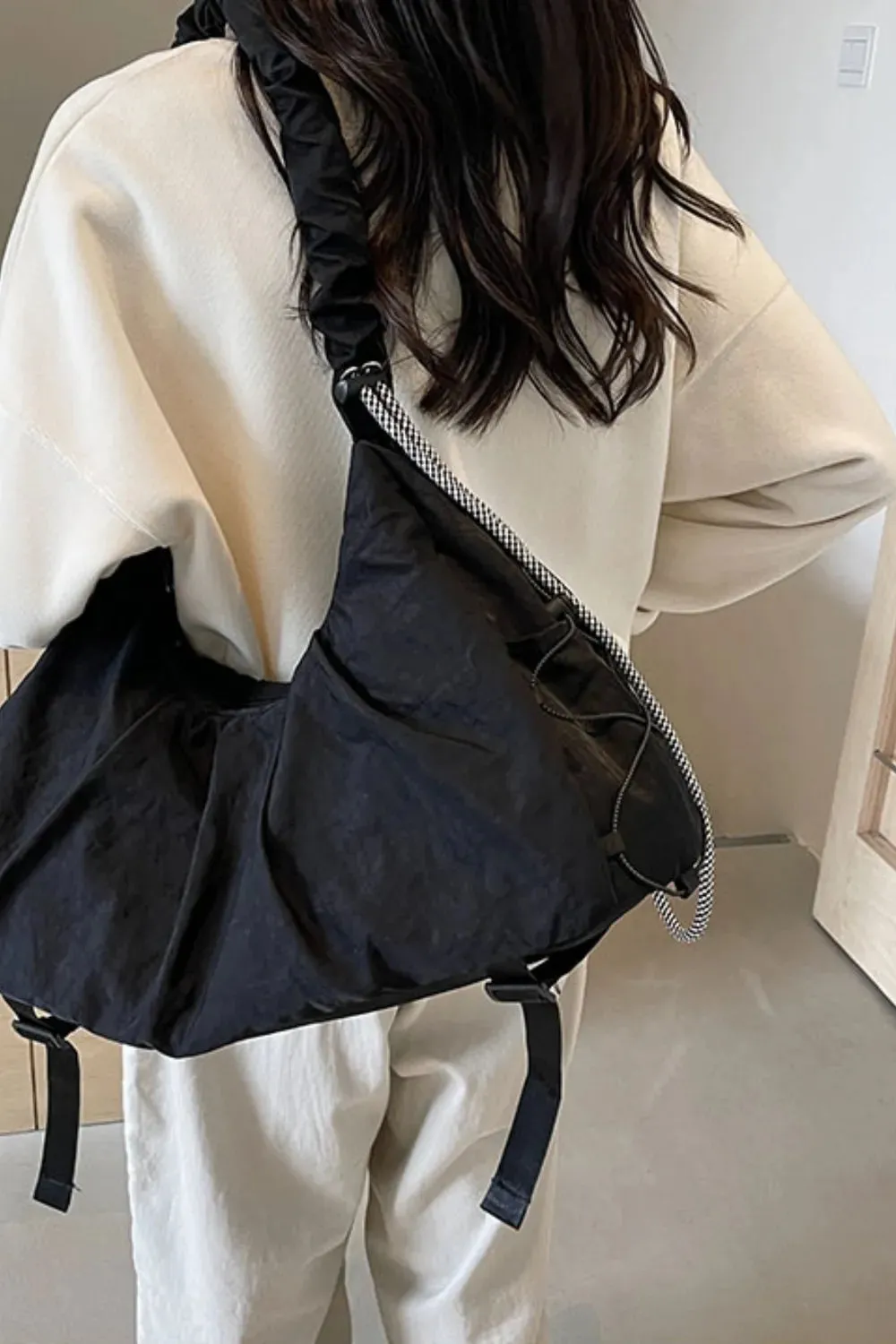 Drawstring Strap Ruched Crossbody Bag sold by Gigi Laurent