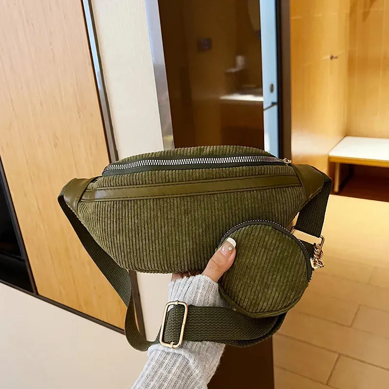 Corduroy Adjustable Strap Crossbody Bag with Pouch sold by Gigi Laurent product image thumbnail 3