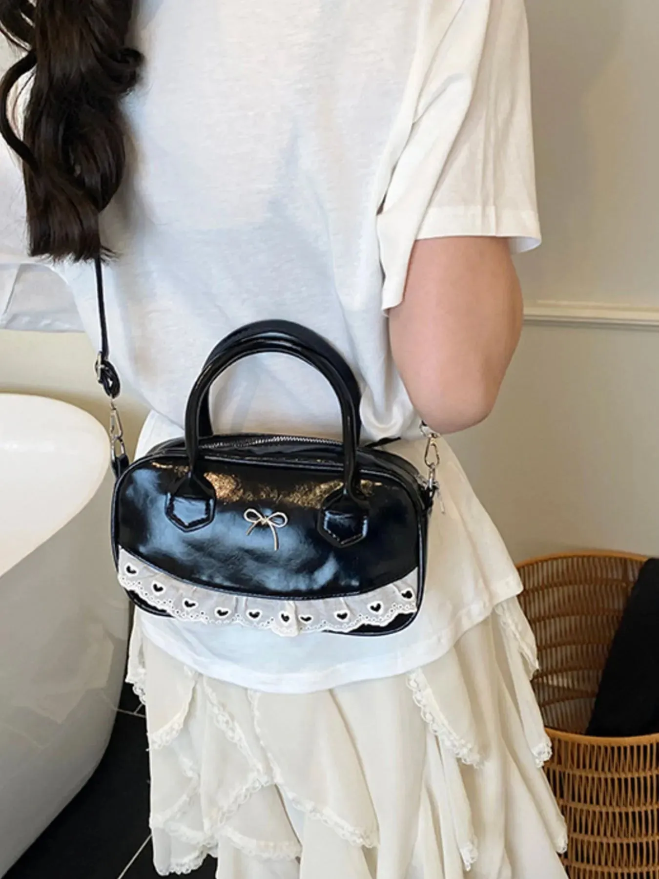 Lace Detail Bow Crossbody Bag sold by Gigi Laurent product image thumbnail 3