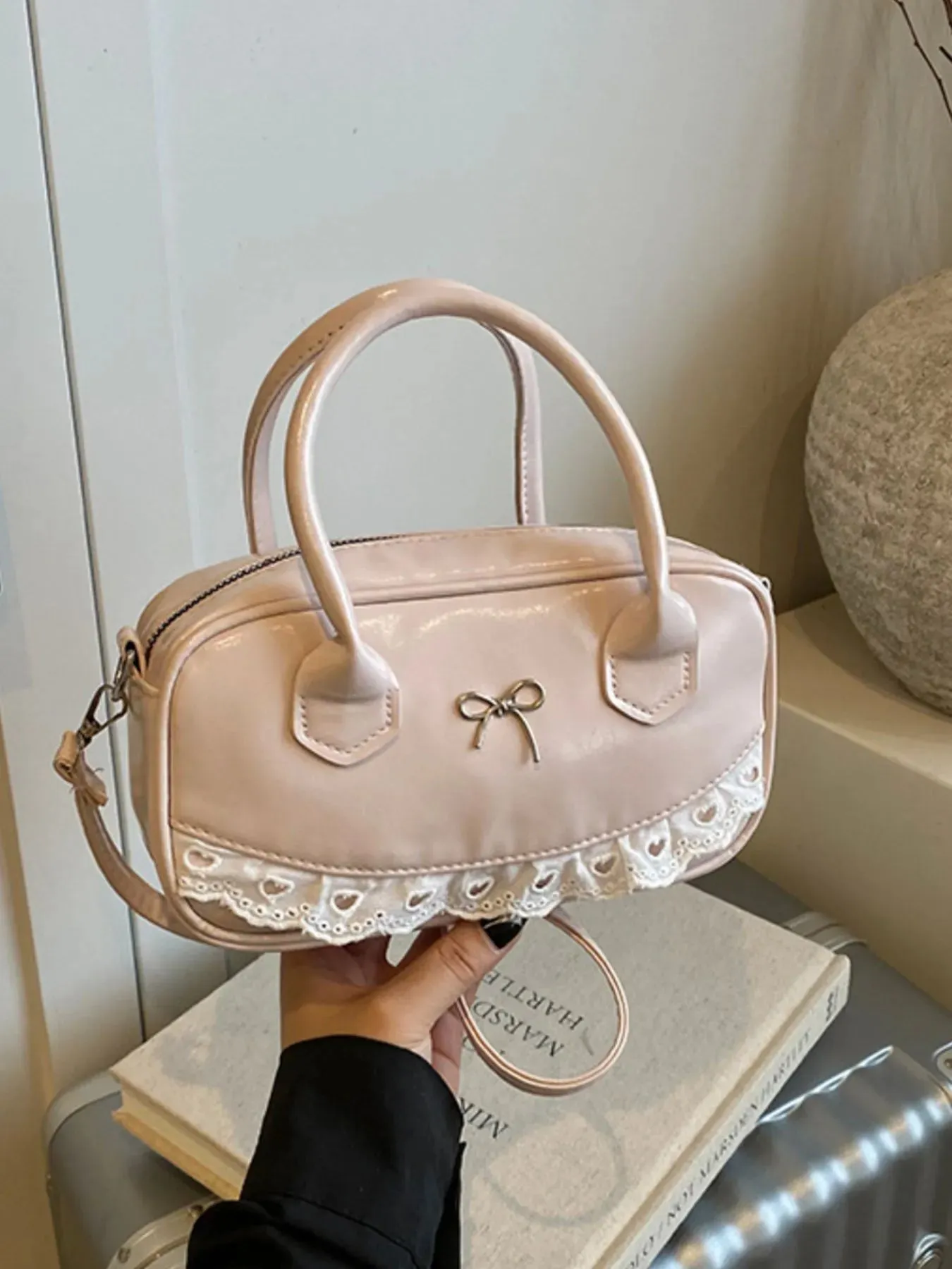 Lace Detail Bow Crossbody Bag sold by Gigi Laurent product image thumbnail 4