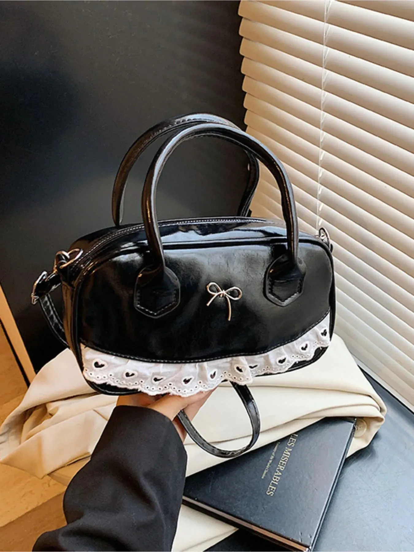 Lace Detail Bow Crossbody Bag sold by Gigi Laurent