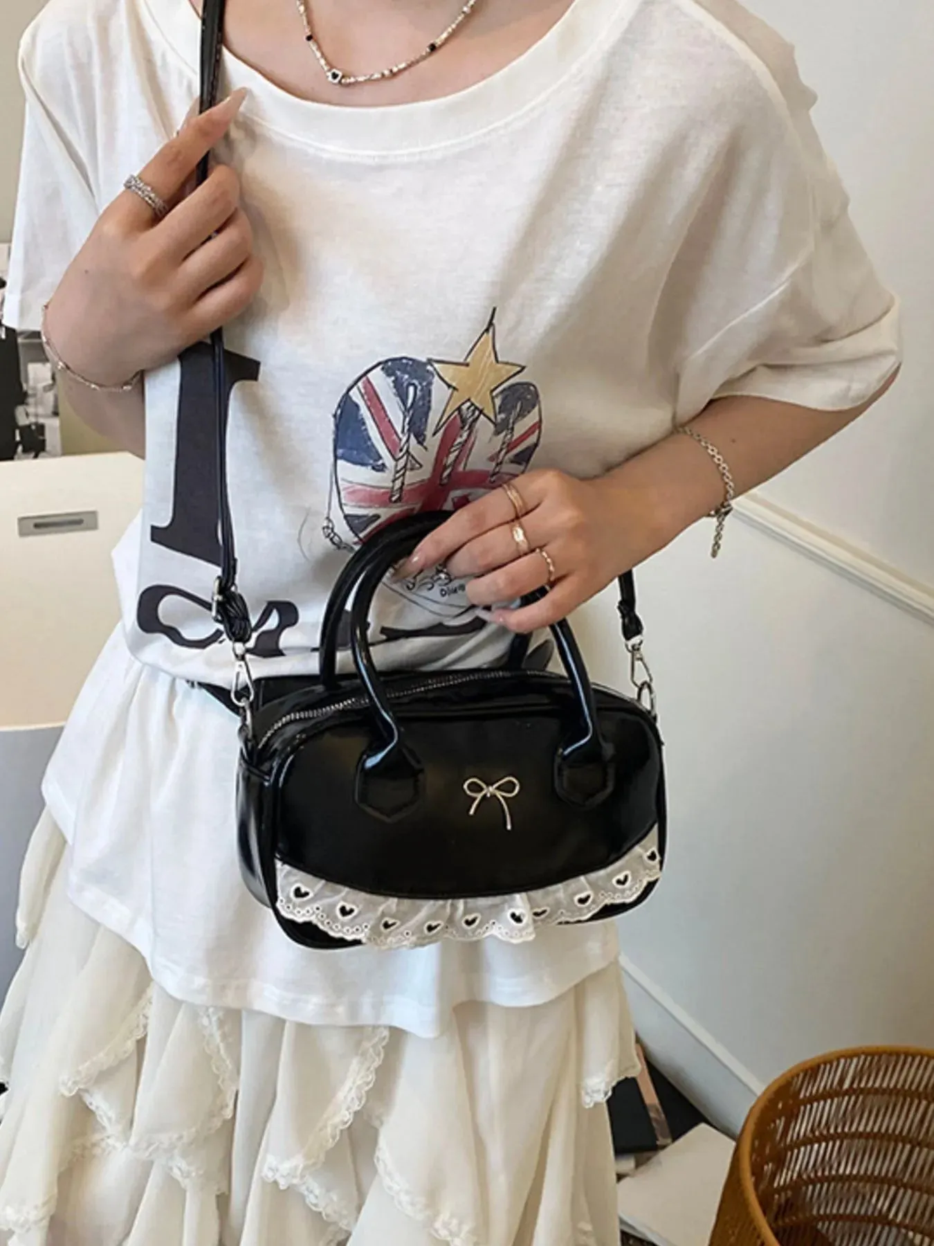 Lace Detail Bow Crossbody Bag sold by Gigi Laurent product image thumbnail 2