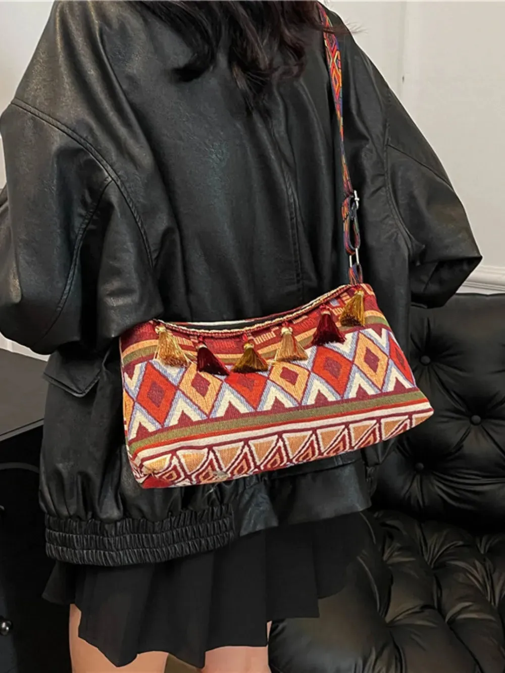 Tassel Adjustable Strap Shoulder Bag sold by Gigi Laurent product image thumbnail 4