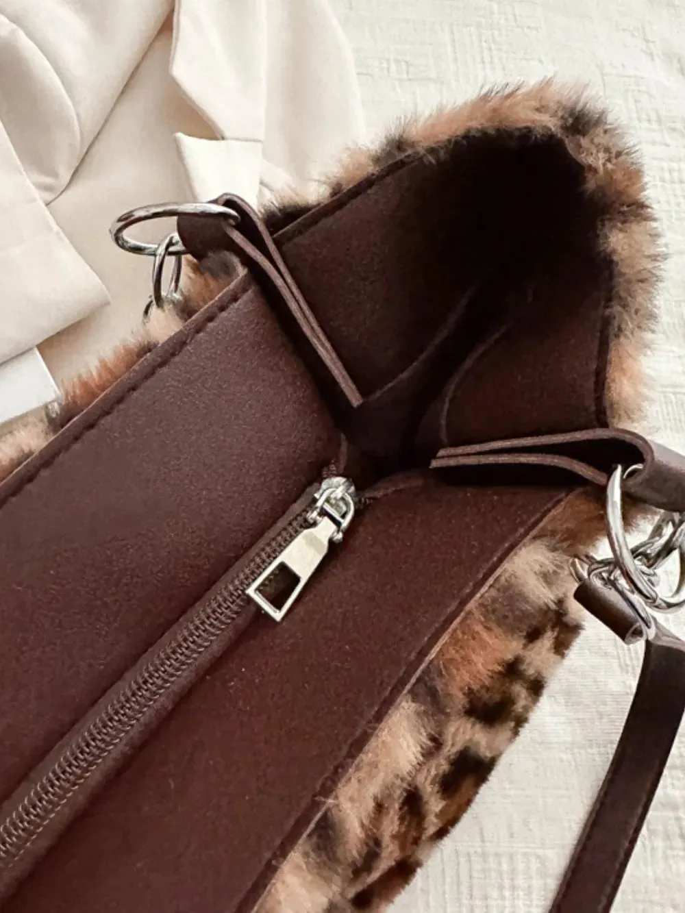 Faux Fur Leopard Shoulder Bag sold by Gigi Laurent product image thumbnail 5