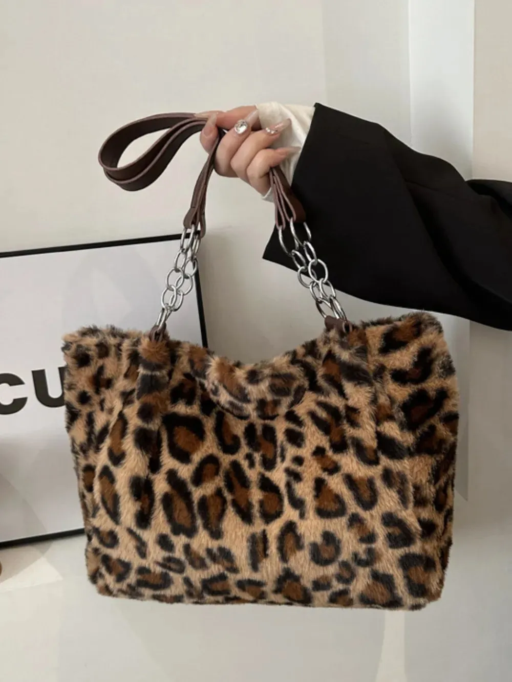 Faux Fur Leopard Shoulder Bag sold by Gigi Laurent
