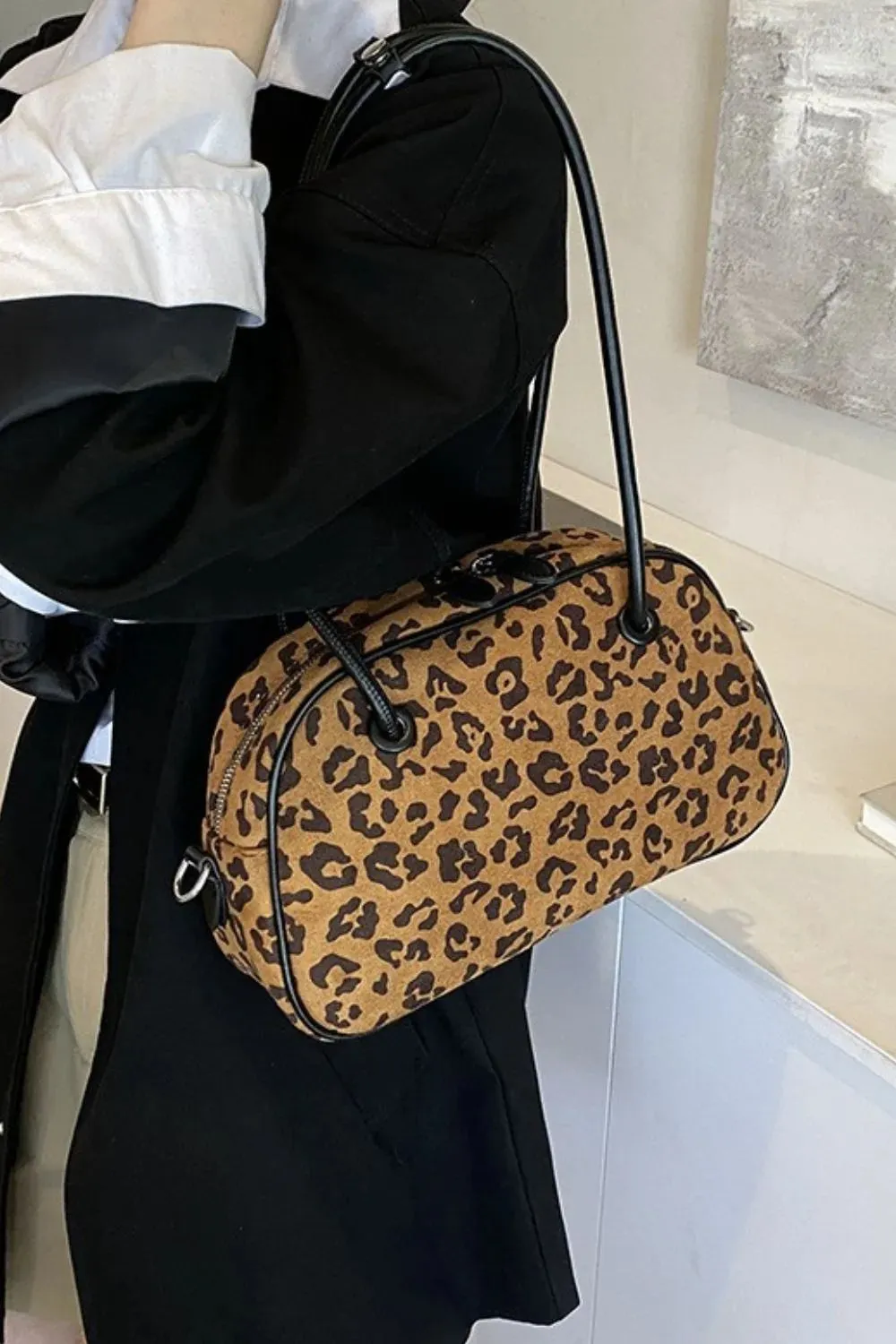 Leopard Suede Medium Shoulder Bag sold by Gigi Laurent product image thumbnail 5