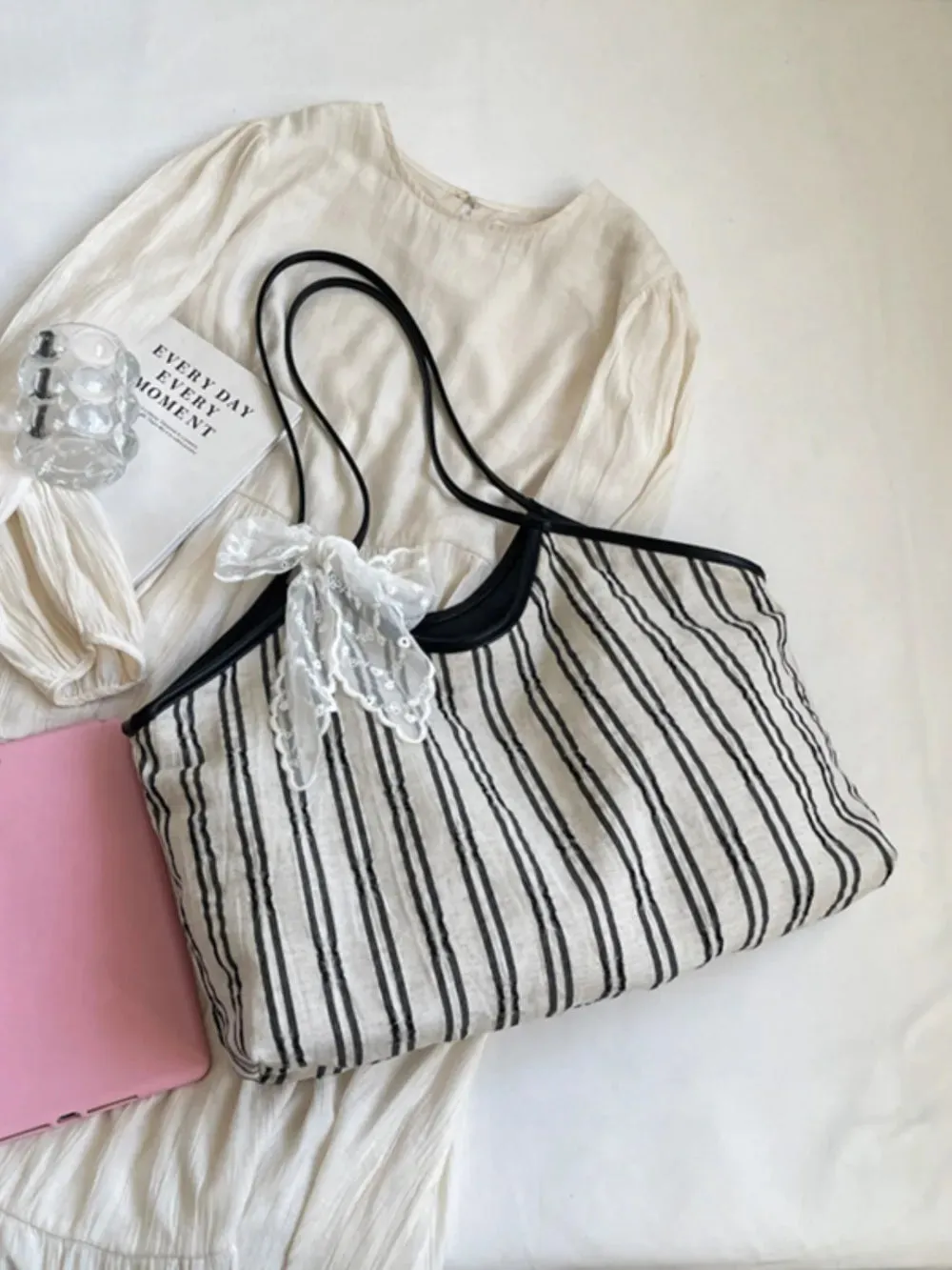 Striped Canvas Tote Bag sold by Gigi Laurent product image thumbnail 2