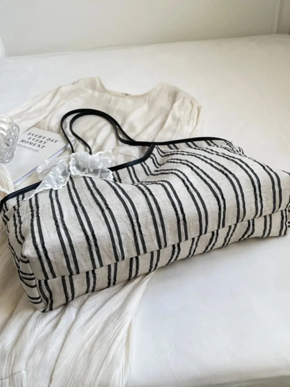 Striped Canvas Tote Bag sold by Gigi Laurent product image thumbnail 4
