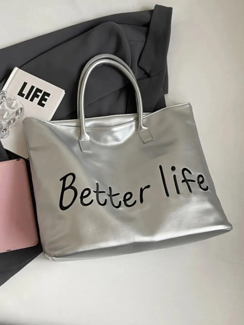 BETTER LIFE PU Leather Tote Bag sold by Gigi Laurent product image thumbnail 2