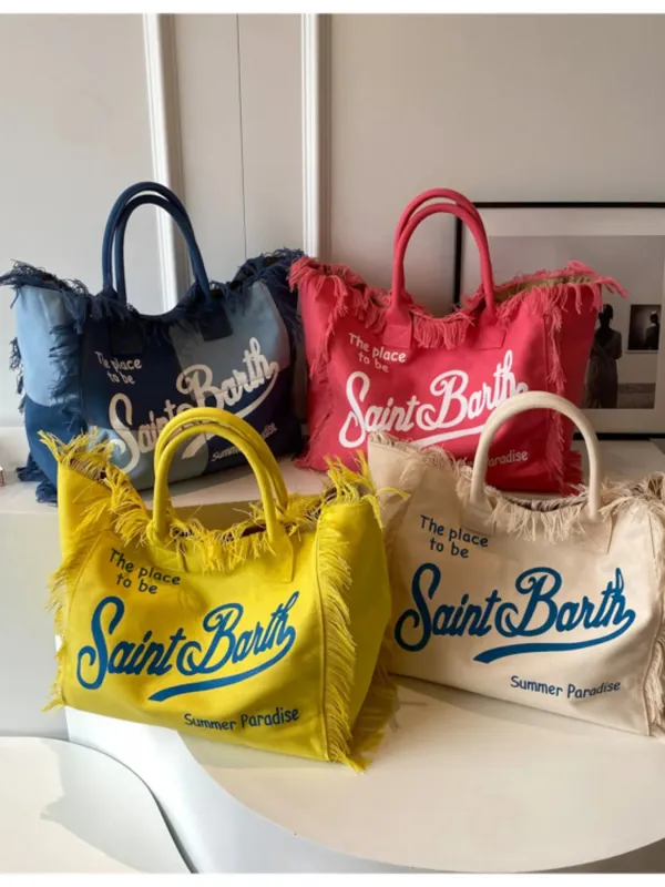 Fringe Letter Canvas Tote Bag sold by Gigi Laurent