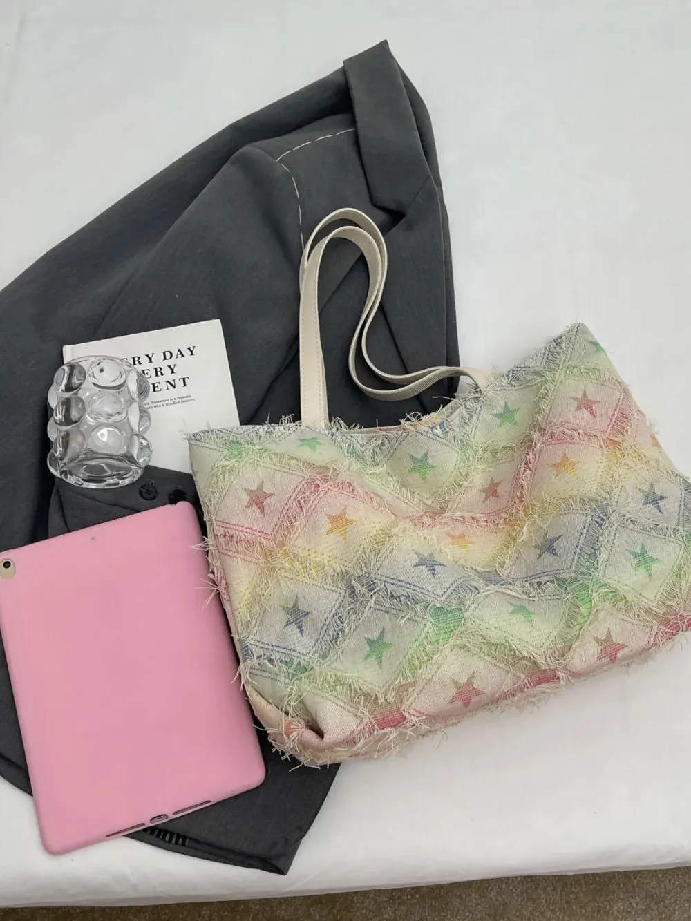 Raw Hem Rainbow Color Tote Bag sold by Gigi Laurent product image thumbnail 2