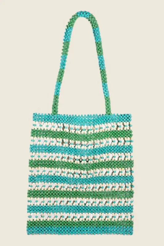 Fame Contrast Wooden Beaded Tote Bag sold by Gigi Laurent