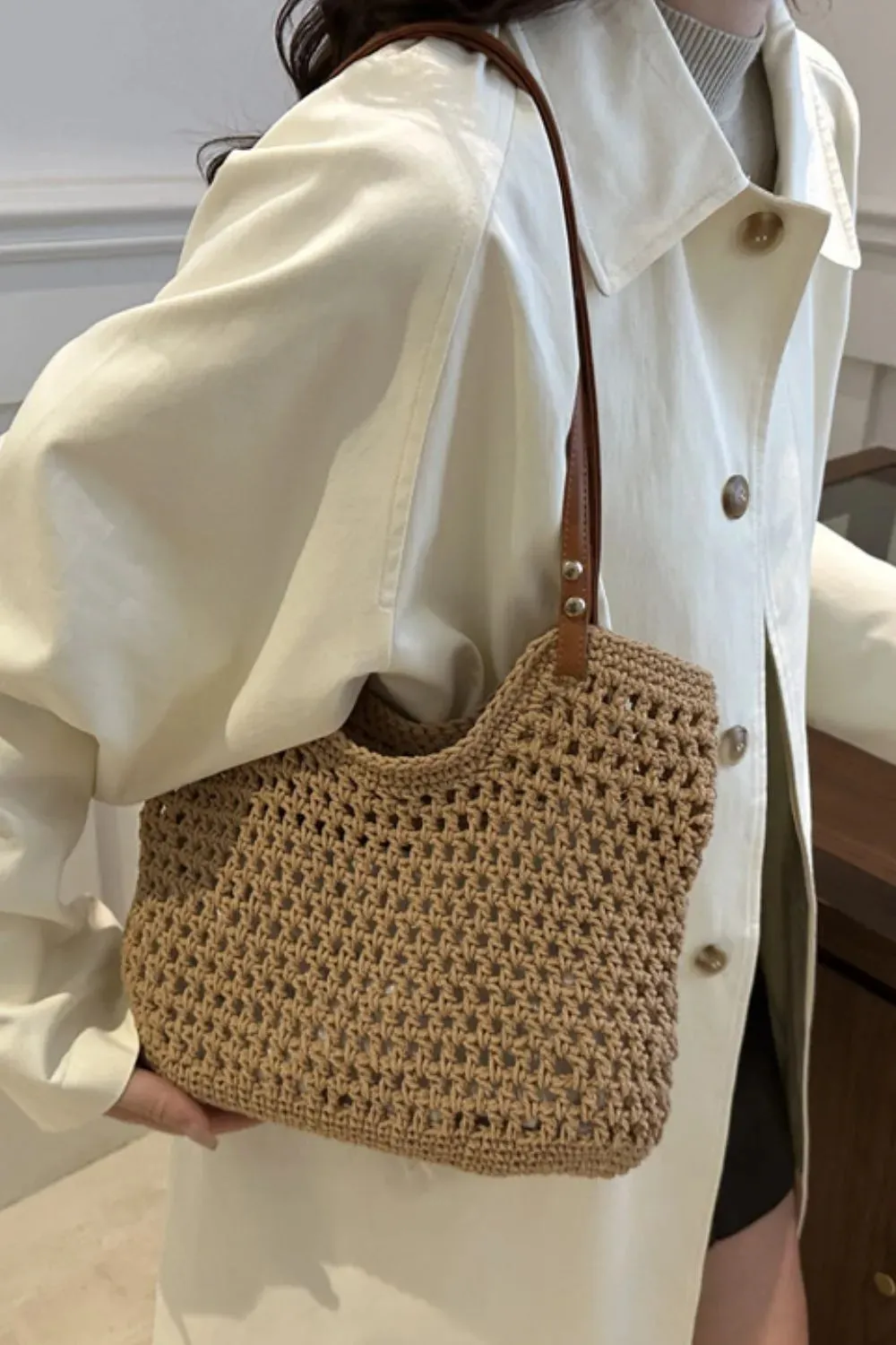 Openwork Woven Tote Bag sold by Gigi Laurent product image thumbnail 4