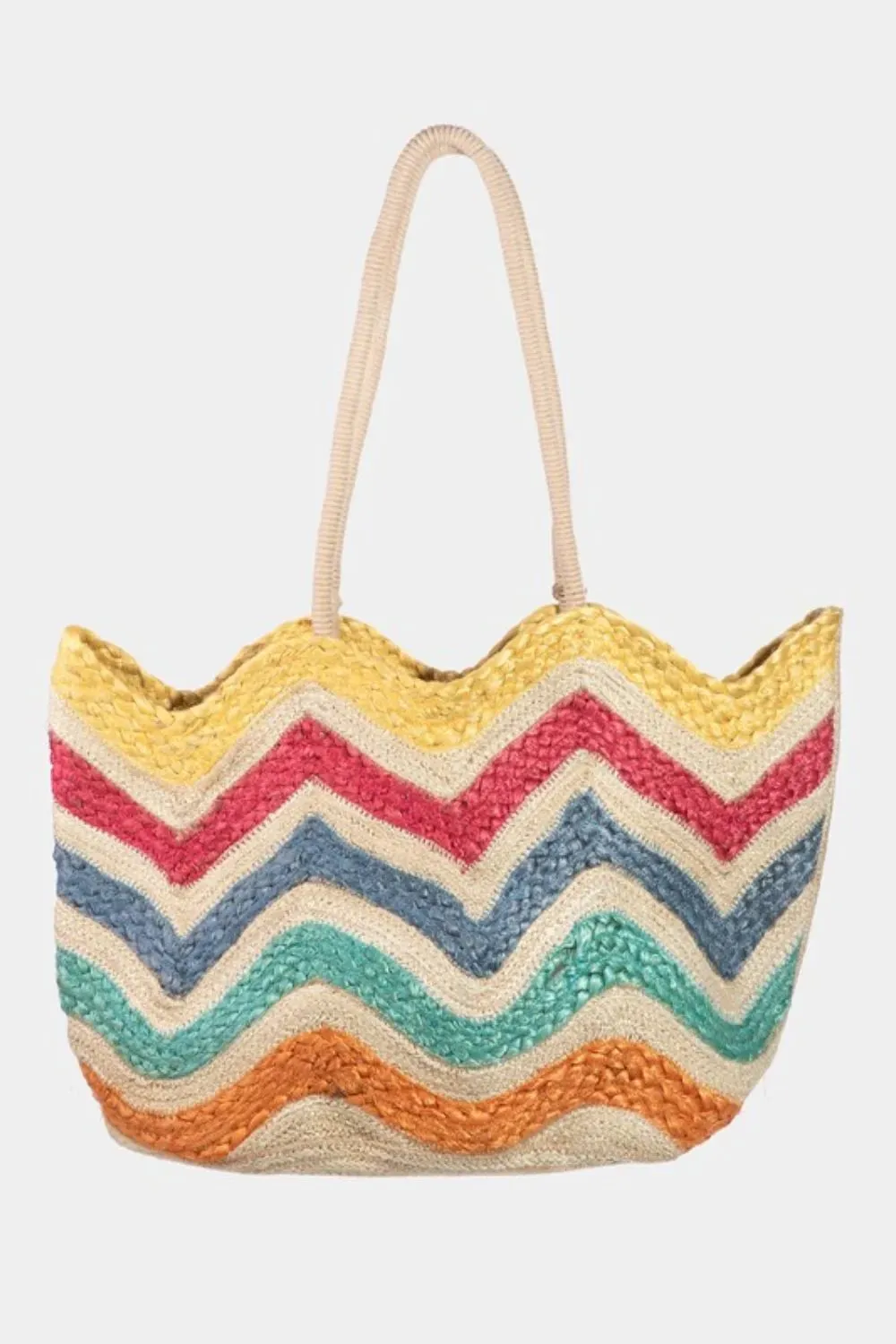 Fame Wavy Rainbow Straw Tote Bag sold by Gigi Laurent