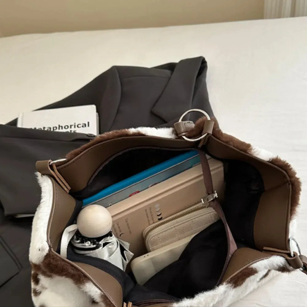 Cow Print Furry Tote Bag sold by Gigi Laurent product image thumbnail 5