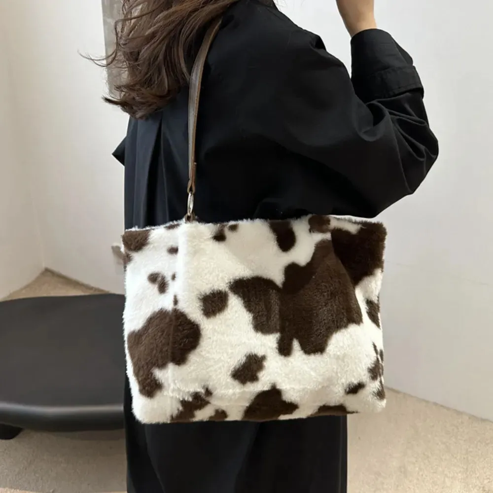 Cow Print Furry Tote Bag sold by Gigi Laurent product image thumbnail 4