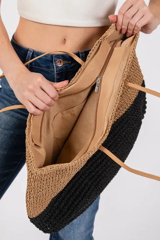 Fame Straw Braided Beach Tote Bag sold by Gigi Laurent product image thumbnail 5