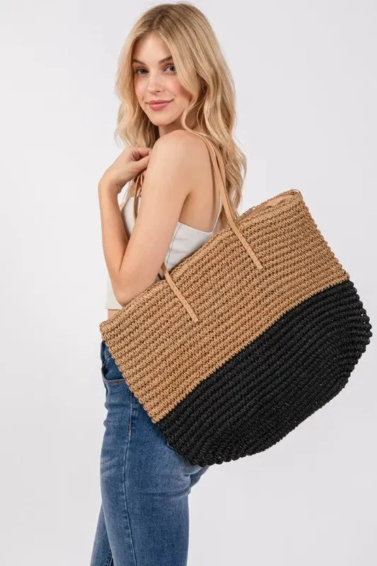 Fame Straw Braided Beach Tote Bag sold by Gigi Laurent