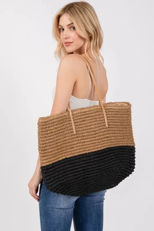 Fame Straw Braided Beach Tote Bag sold by Gigi Laurent product image thumbnail 2