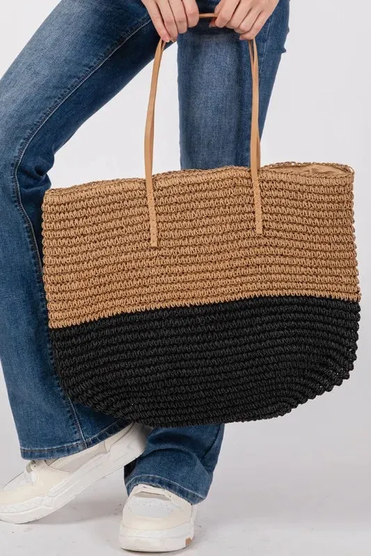 Fame Straw Braided Beach Tote Bag sold by Gigi Laurent product image thumbnail 4