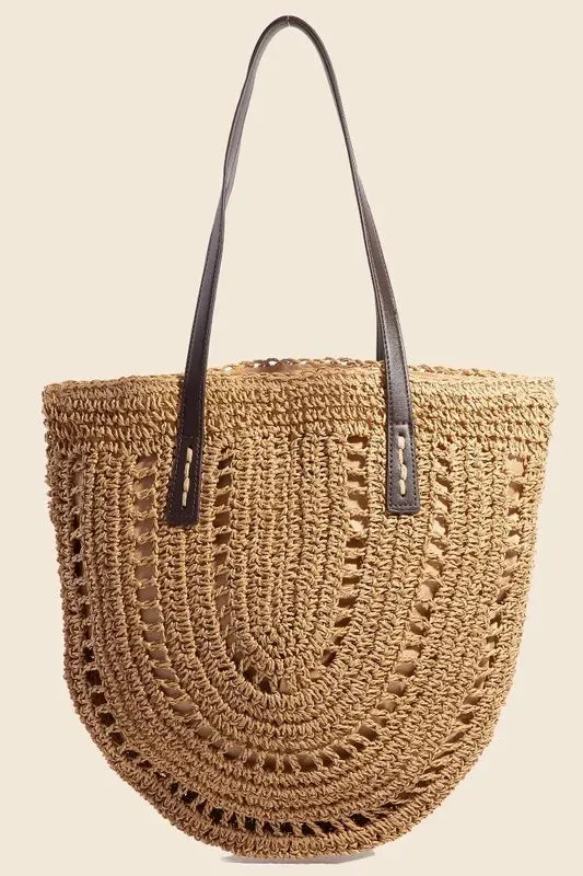 Fame Straw Braided Rounded Tote Bag sold by Gigi Laurent