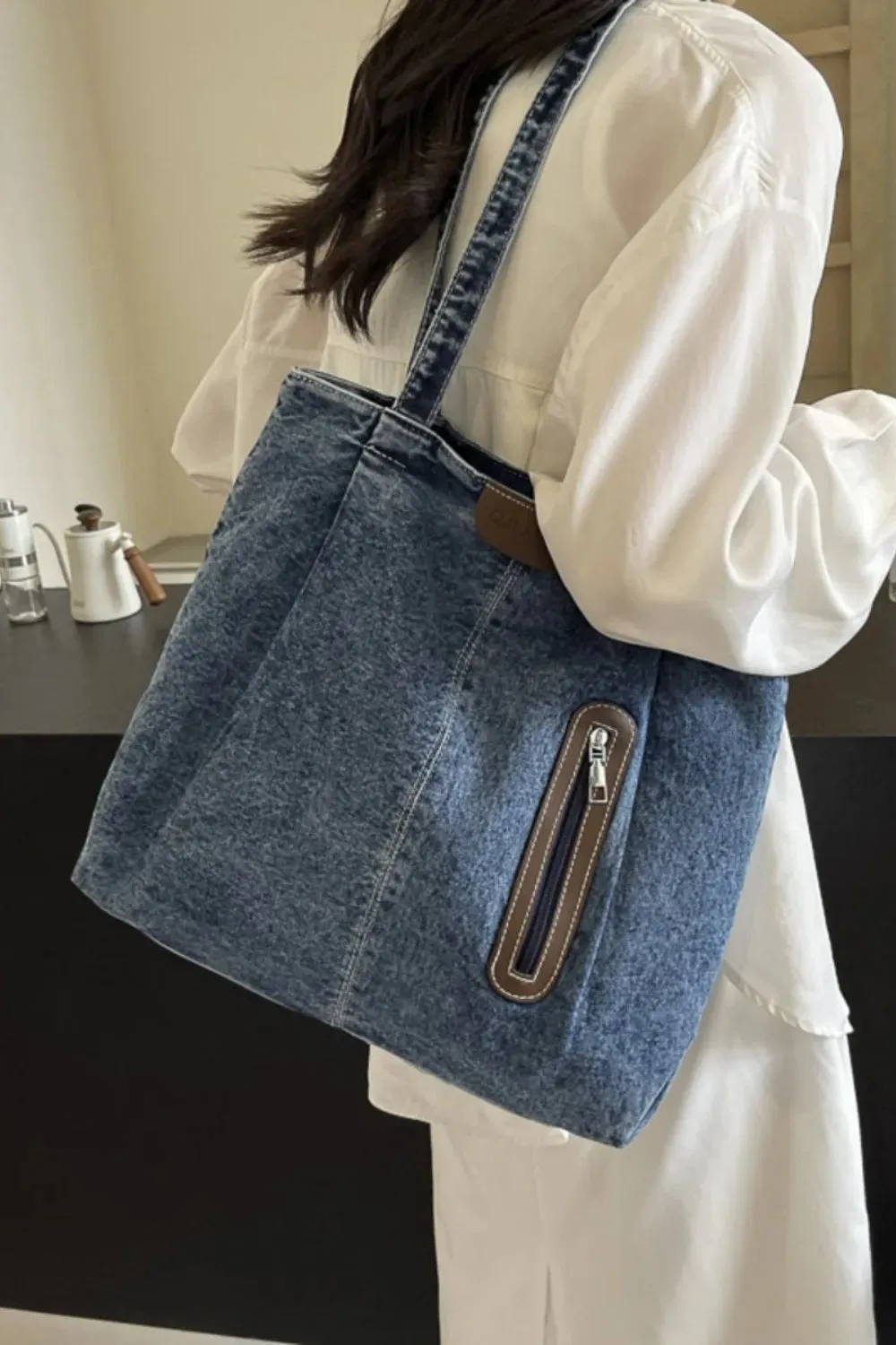 Medium Denim Tote Bag sold by Gigi Laurent product image thumbnail 5