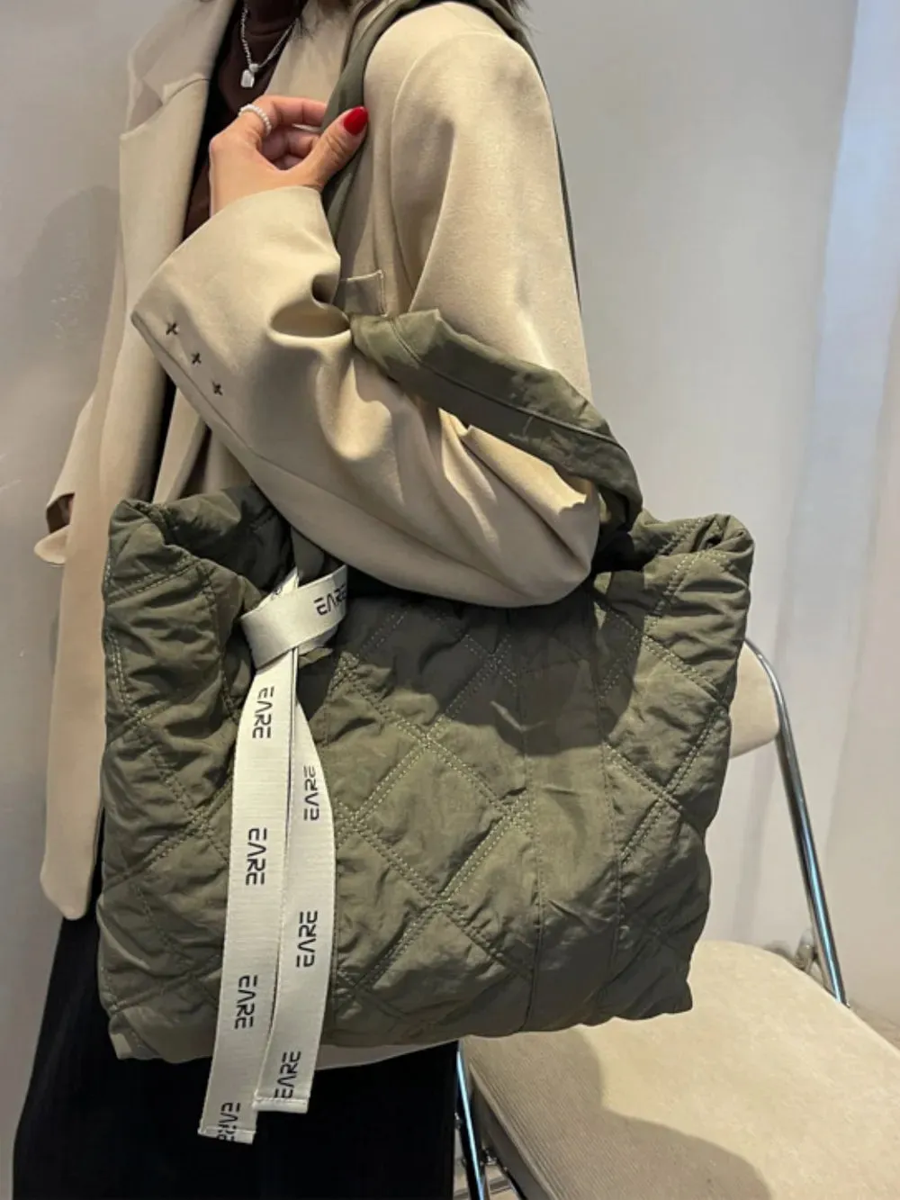 Quilted Nylon Large Tote Bag sold by Gigi Laurent product image thumbnail 2