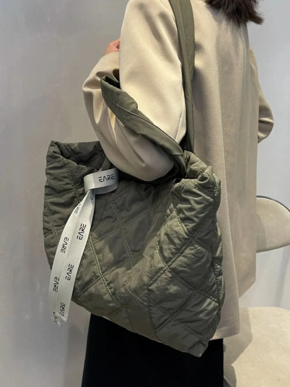 Quilted Nylon Large Tote Bag sold by Gigi Laurent product image thumbnail 3