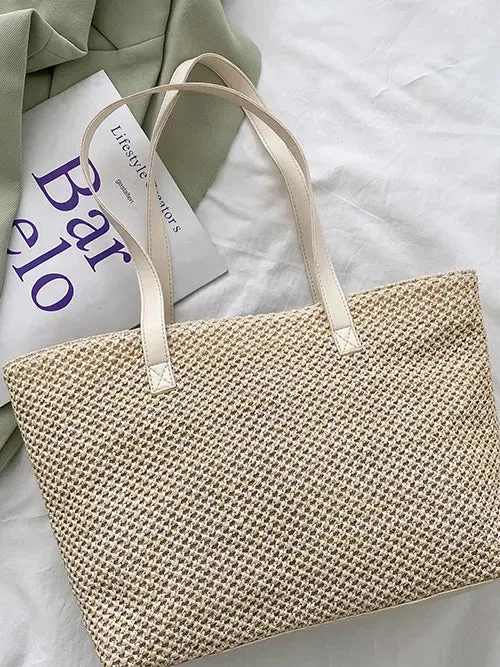 Solid Color Woven Tote Bag sold by Gigi Laurent product image thumbnail 2