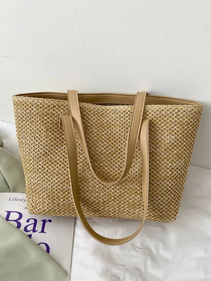 Solid Color Woven Tote Bag sold by Gigi Laurent product image thumbnail 5
