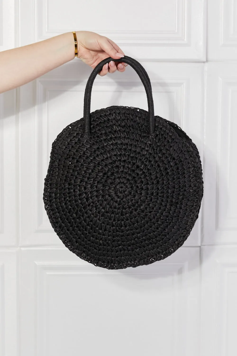 Justin Taylor Beach Date Straw Rattan Handbag in Black sold by Gigi Laurent product image thumbnail 5