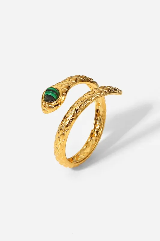 Snake Charmer Malachite Snake-Shaped Bypass Ring sold by Gigi Laurent