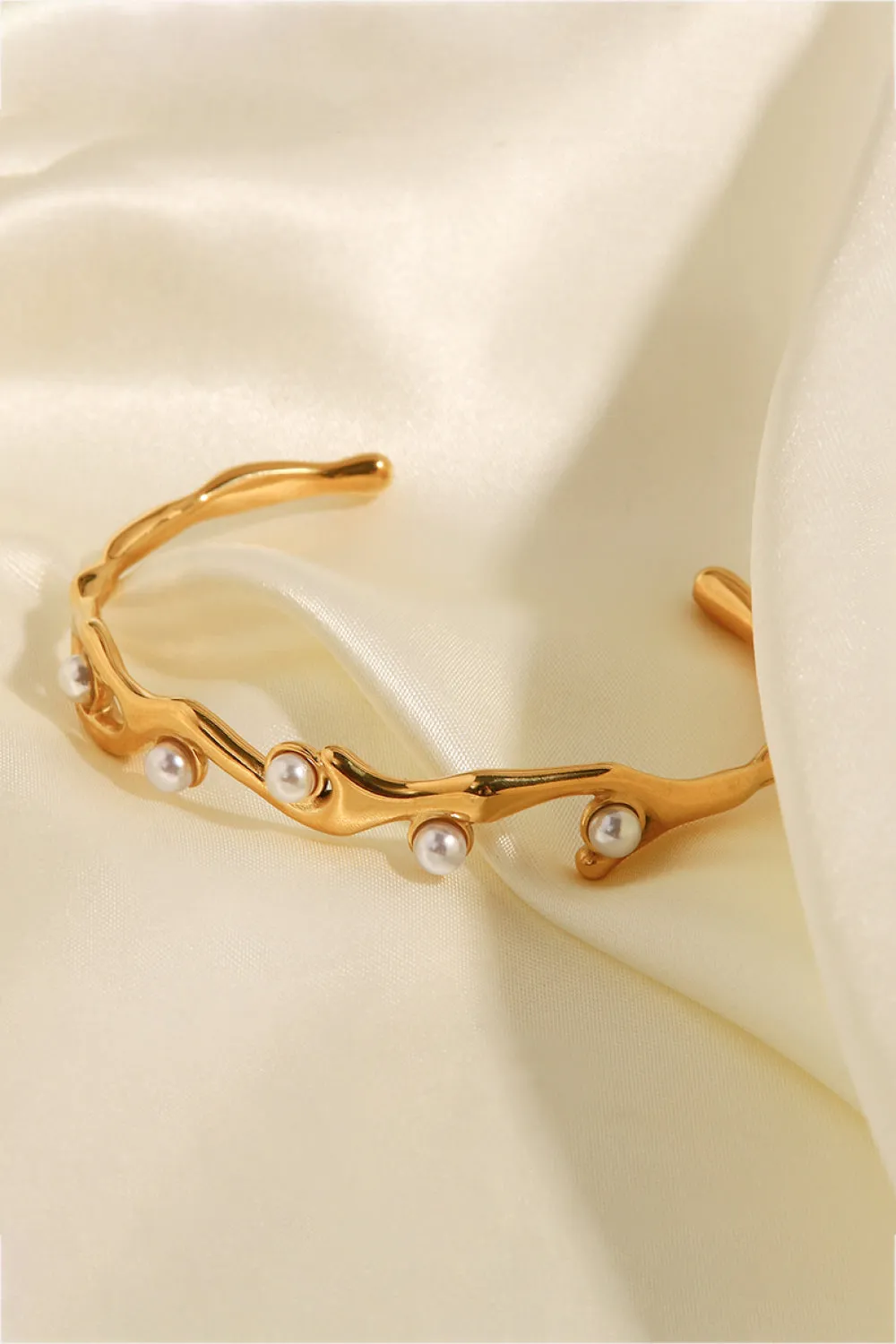 Inlaid Synthetic Pearl Open Bracelet sold by Gigi Laurent product image thumbnail 3