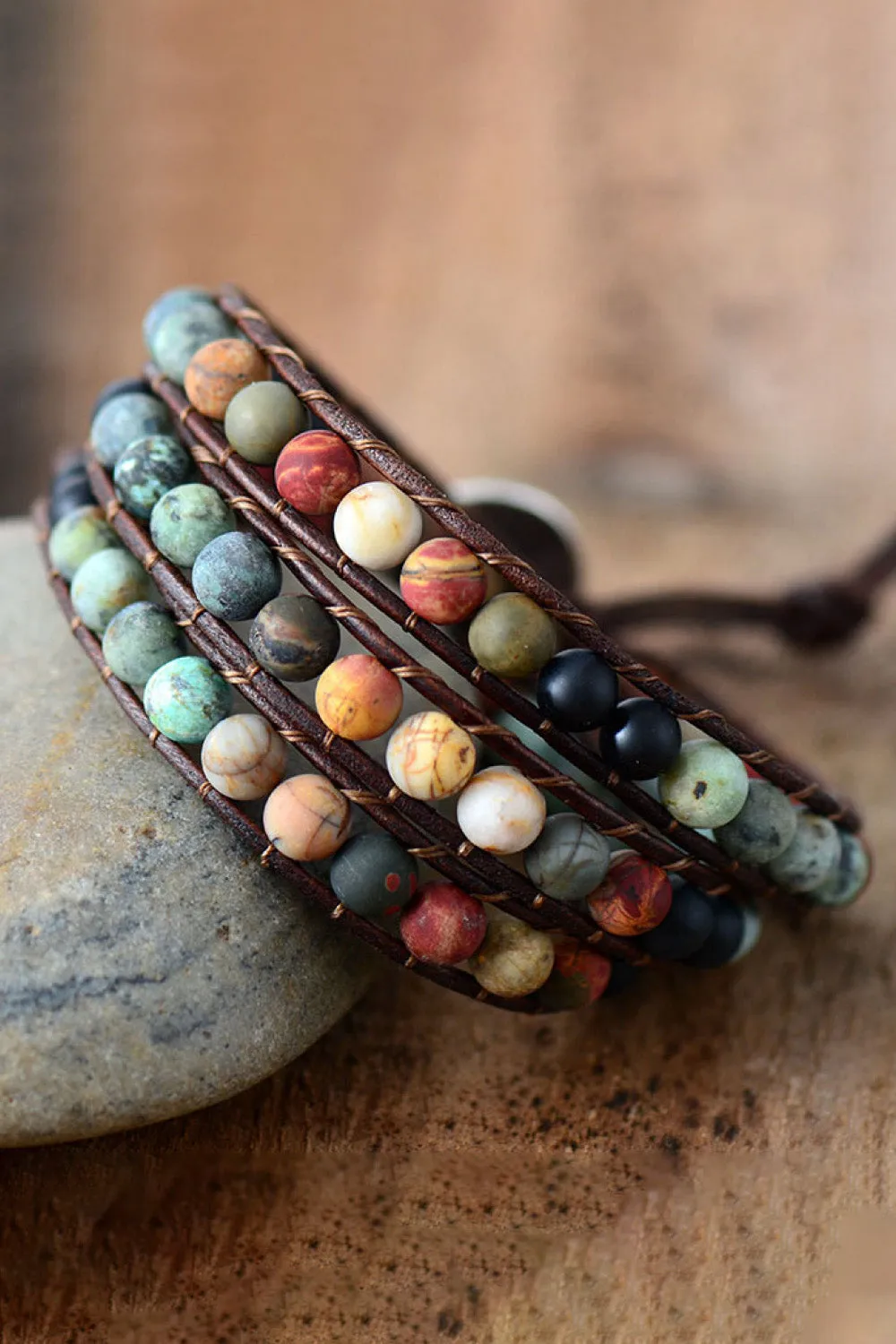 Handmade Triple Layer Beaded Agate Bracelet sold by Gigi Laurent product image thumbnail 2
