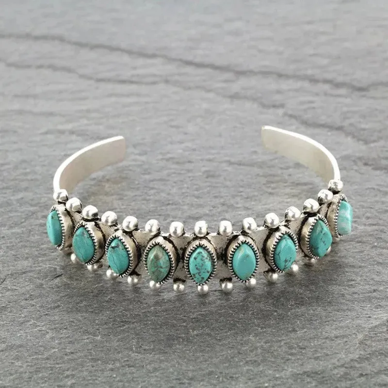 Artificial Turquoise Alloy Open Bracelet sold by Gigi Laurent