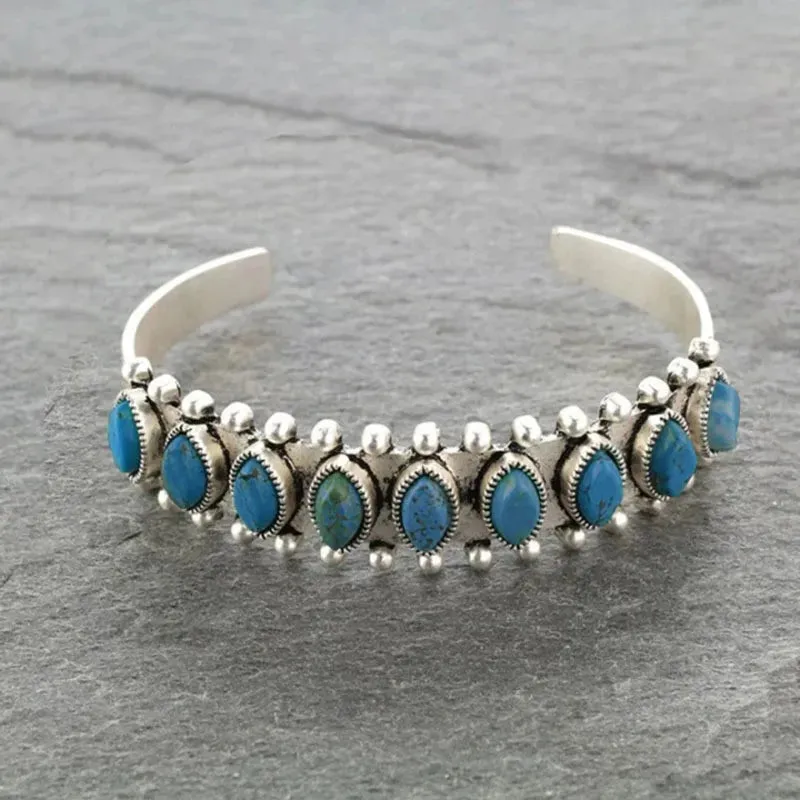 Artificial Turquoise Alloy Open Bracelet sold by Gigi Laurent product image thumbnail 4
