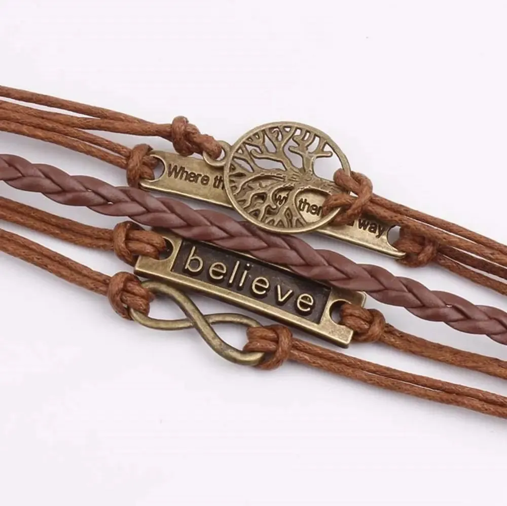 Alloy PU Leather Rope Bracelet sold by Gigi Laurent