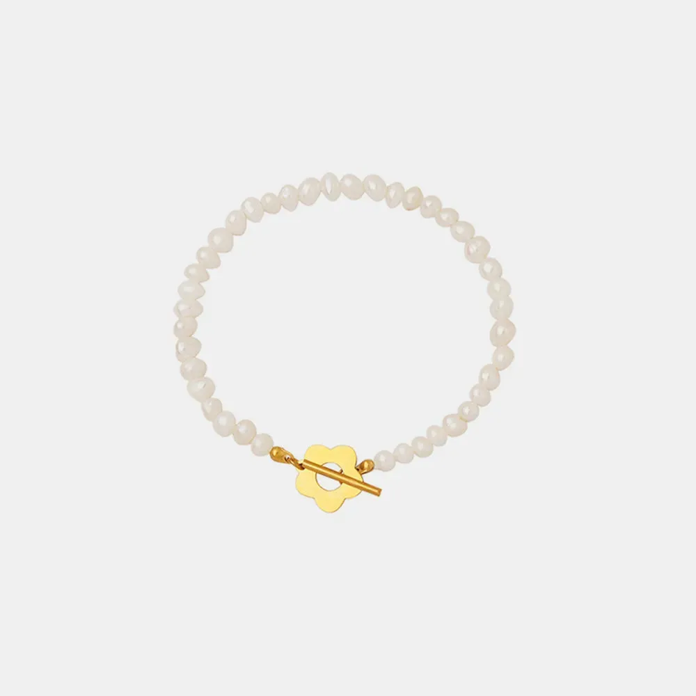 Titanium Steel Pearl Flower Bracelet sold by Gigi Laurent product image thumbnail 4