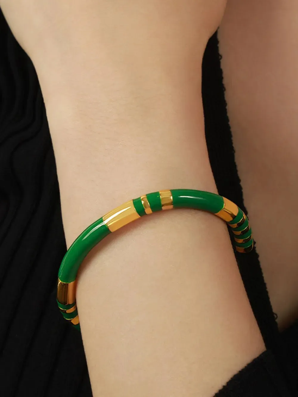 Enamel Titanium Steel Cuff Bracelet sold by Gigi Laurent